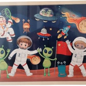 Puzzle lemn,tema astronauti,multicolor-48 piese,+3 ani