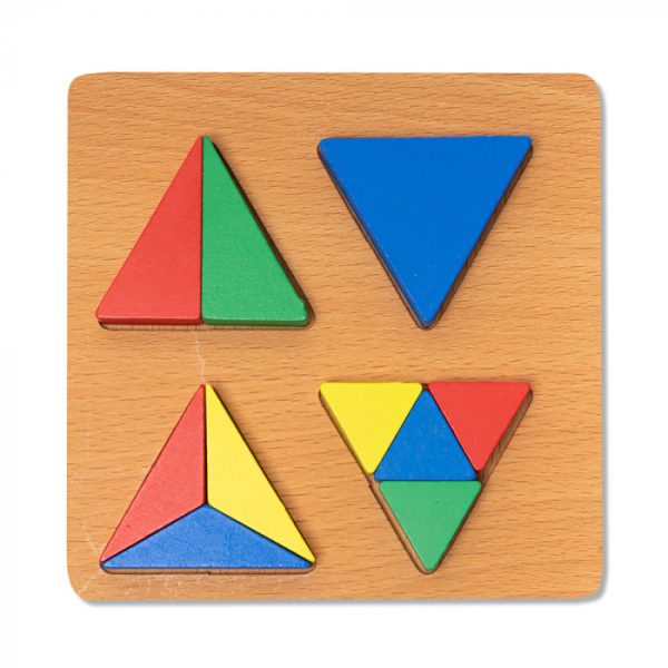 Puzzle Mic 3D din Lemn cu Forme Geometrice Colorate Montessori