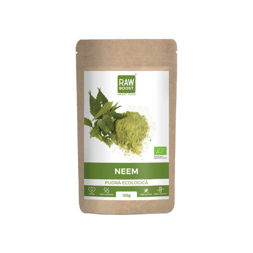 rawboost-neem-pudra-125g.jpg Neem Pudră ECO - Afecțiuni Gastrointestinale, Dermatologice, 125g | Rawboost