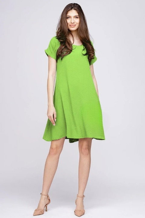 Rochie  A line  din crep de vascoza verde deschis