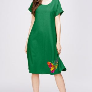 rochie-a-line-din-in-mercerizat-magenta-cu-imprimeu-fluture-stilizat-copie-822101.jpg Rochie A line din in mercerizat si vascoza verde, cu imprimeu fluture stilizat