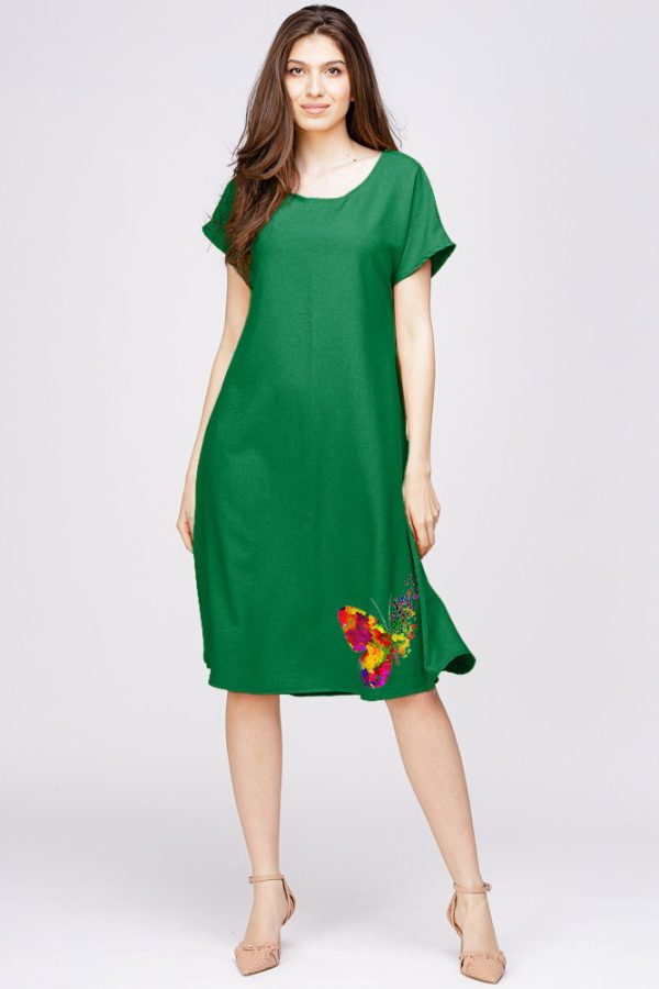 rochie-a-line-din-in-mercerizat-magenta-cu-imprimeu-fluture-stilizat-copie-822101.jpg Rochie A line din in mercerizat si vascoza verde, cu imprimeu fluture stilizat