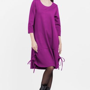 rochie-a-line-din-tricot-cu-sireturi-laterale-magenta-729562.jpg Rochie A line , din tricot, cu sireturi laterale, magenta