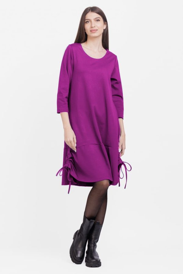 rochie-a-line-din-tricot-cu-sireturi-laterale-magenta-729562.jpg Rochie A line , din tricot, cu sireturi laterale, magenta
