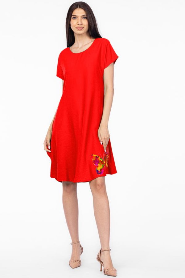 rochie-a-line-magenta-din-in-mercerizat-usor-creponat-cu-imprimeu-fluture-multicolor-copie-597595.jpg Rochie A line rosie din in mercerizat si vascoza usor creponat, cu imprimeu fluture multicolor