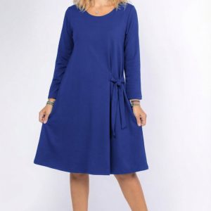 rochie-a-line-midi-cu-nod-intr-o-parte-din-vascoza-verde-copie-466544.jpg Rochie A line midi, cu nod intr-o parte, din vascoza moale albastra