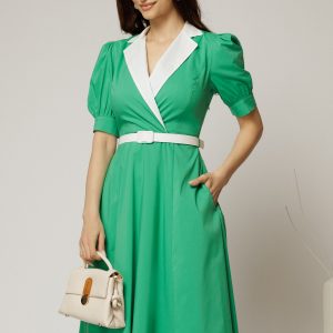 rochie-dy-fashion-din-poplin-verde-cu-guler-in-contrast-si-curea-in-talie-1455820-1147687-4.jpeg Rochie DY Fashion din poplin verde cu guler in contrast si curea in talie
