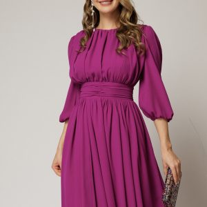 rochie-dy-fashion-din-voal-magenta-clos-cu-pliuri-1459945-1149232-4.jpeg Rochie DY Fashion din voal magenta clos cu pliuri