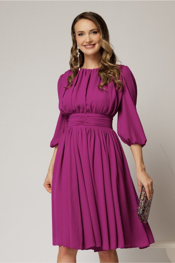 rochie-dy-fashion-din-voal-magenta-clos-cu-pliuri-1459945-1149232-4.jpeg Rochie DY Fashion din voal magenta clos cu pliuri