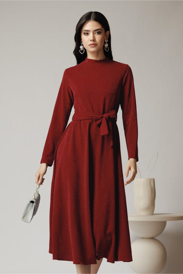 rochie-dy-fashion-eleganta-din-lurex-bordo-cu-cordon-in-talie-1335233-1093445-4.jpeg Rochie DY Fashion eleganta din lurex bordo cu cordon in talie