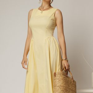 rochie-dy-fashion-midi-galbena-din-bumbac-cu-cret-pe-solduri-1472122-1155271-4.jpeg Rochie DY Fashion midi galbena din bumbac cu cret pe solduri