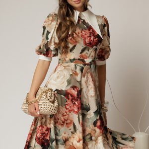 rochie-dy-fashion-midi-imprimeu-floral-rosu-cu-guler-ascutit-si-maneci-bufante-1475401-1158613-4.jpeg Rochie DY Fashion midi imprimeu floral rosu cu guler ascutit si maneci bufante