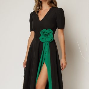 rochie-dy-fashion-midi-neagra-de-ocazie-cu-floare-verde-in-talie-1489837-1161991-4.jpeg Rochie DY Fashion midi neagra de ocazie cu floare verde in talie