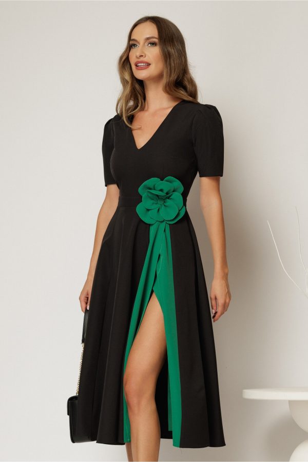 rochie-dy-fashion-midi-neagra-de-ocazie-cu-floare-verde-in-talie-1489837-1161991-4.jpeg Rochie DY Fashion midi neagra de ocazie cu floare verde in talie