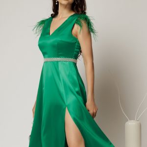 rochie-dy-fashion-midi-verde-din-tafta-cu-pene-la-umeri-1459768-1149499-4.jpeg Rochie DY Fashion midi verde din tafta cu pene la umeri