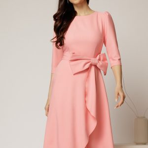 Rochie DY Fashion roz somon cu funda ampla in talie