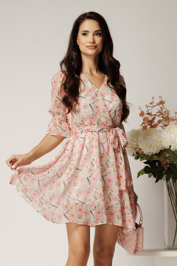 rochie-dy-fashion-scurta-alba-din-voal-cu-flori-roz-si-cordon-in-talie-1402798-1123942-4.jpeg Rochie DY Fashion scurta alba din voal cu flori roz si cordon in talie
