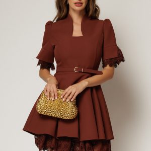 rochie-dy-fashion-scurta-caramizie-clos-cu-dantela-la-maneci-si-fusta-1488055-1162264-4.jpeg Rochie DY Fashion scurta caramizie clos cu dantela la maneci si fusta