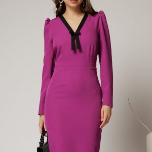 rochie-dy-fashion-scurta-magenta-office-conica-cu-decolteu-in-v-si-funda-1439407-1141630-4.jpeg Rochie DY Fashion scurta magenta office conica cu decolteu in V si funda