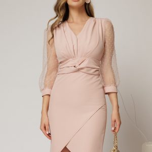 rochie-dy-fashion-scurta-roz-cu-talia-impletita-si-maneci-bufante-1450675-1146868-4.jpeg Rochie DY Fashion scurta roz cu talia impletita si maneci bufante