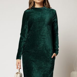 rochie-dy-fashion-verde-dreapta-din-catifea-velurata-1432750-1138414-4.jpeg Rochie DY Fashion verde dreapta din catifea velurata