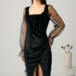rochie-eleganta-din-catifea-neagra-cu-maneci-din-tull-cu-buline-1351076-1095479-4.jpeg Rochie eleganta din catifea neagra cu maneci din tull cu buline
