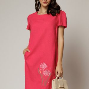 rochie-fucsia-din-in-cu-flori-brodate-si-croi-drept-1481401-1158118-4.jpeg Rochie fucsia din in cu flori brodate si croi drept