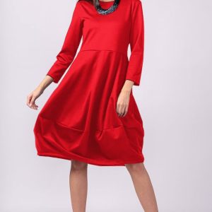 Rochie lalea rosie, din bumbac