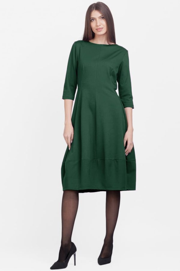 Rochie lalea din jerseu de bumbac, verde inchis