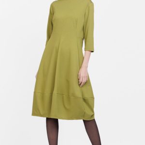 Rochie lalea din jerseu punto milano, verde olive