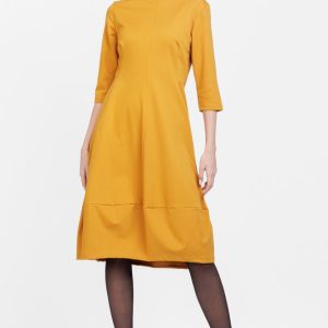 Rochie lalea din jerseu punto milano, mustar