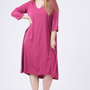 Rochie A-line mov- zmeura cu maneca lunga
