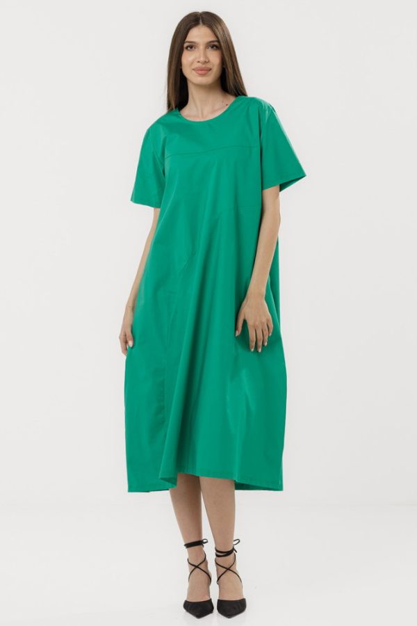 rochie-lunga-neagra-din-in-mercerizat-marime-oversize-copie-150729.jpg Rochie din poplin de bumbac, cu croi lejer si design minimalist, verde