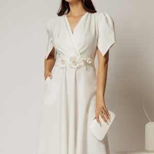 rochie-midi-alba-de-ocazie-cu-pliuri-pe-bust-si-cordon-detasabi-cu-flori-1474081-1156303-4.jpeg Rochie midi alba de ocazie cu pliuri pe bust si cordon detasabi cu flori