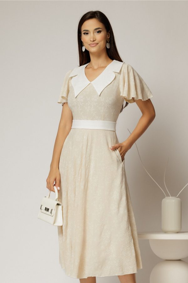 rochie-midi-bej-cu-floricele-brodate-si-guler-alb-1479040-1157749-4.jpeg Rochie midi bej cu floricele brodate si guler alb