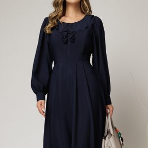 rochie-midi-bleumarin-din-voal-plin-cu-volanase-la-bust-1447240-1146949-4.jpeg Rochie midi bleumarin din voal plin cu volanase la bust