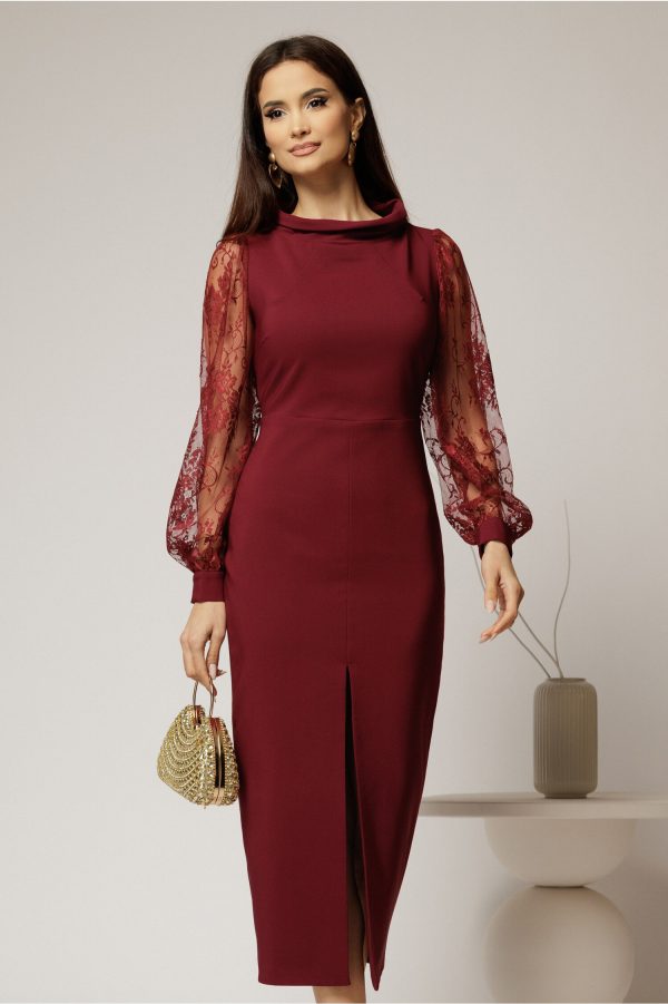 rochie-midi-bordo-conica-cu-maneci-din-dantela-si-guler-barcuta-1442785-1142428-4.jpeg Rochie midi bordo conica cu maneci din dantela si guler barcuta