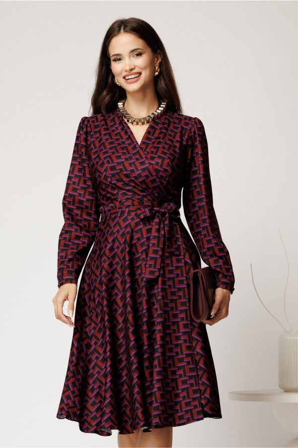 rochie-midi-bordo-din-stofa-cu-imprimeuri-mov-si-cordon-in-talie-1411981-1127758-4.jpeg Rochie midi bordo din stofa petrecuta cu imprimeuri mov si cordon in talie