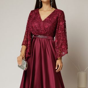 rochie-midi-magenta-de-ocazie-din-satin-si-dantela-1477183-1157494-4.jpeg Rochie midi magenta de ocazie din satin si dantela