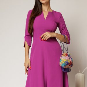 rochie-midi-magenta-de-zi-cu-decolteu-v-si-croi-clos-1490329-1162612-4.jpeg Rochie midi magenta de zi cu decolteu V si croi clos