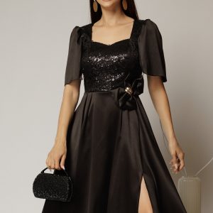rochie-midi-neagra-din-tafta-si-paiete-cu-funda-ampla-pe-talie-1469446-1153876-4.jpeg Rochie midi neagra din tafta si paiete cu funda ampla pe talie