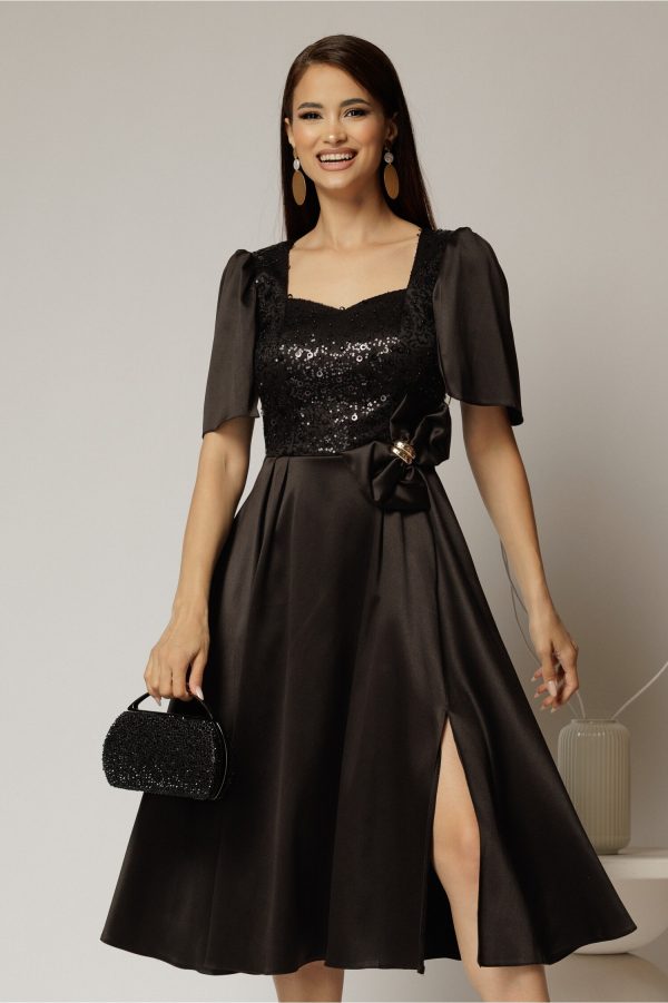 rochie-midi-neagra-din-tafta-si-paiete-cu-funda-ampla-pe-talie-1469446-1153876-4.jpeg Rochie midi neagra din tafta si paiete cu funda ampla pe talie