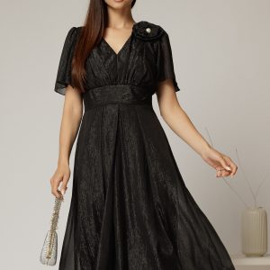 rochie-midi-neagra-din-voal-cu-fir-lurex-si-floare-la-umar-1466332-1151950-4.jpeg Rochie midi neagra din voal cu fir lurex si floare la umar