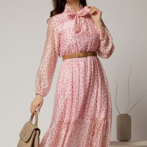 rochie-midi-roz-din-tencel-cu-buline-si-funda-la-decolteu-1449442-1145491-4.jpeg Rochie midi roz din tencel cu buline si funda la decolteu