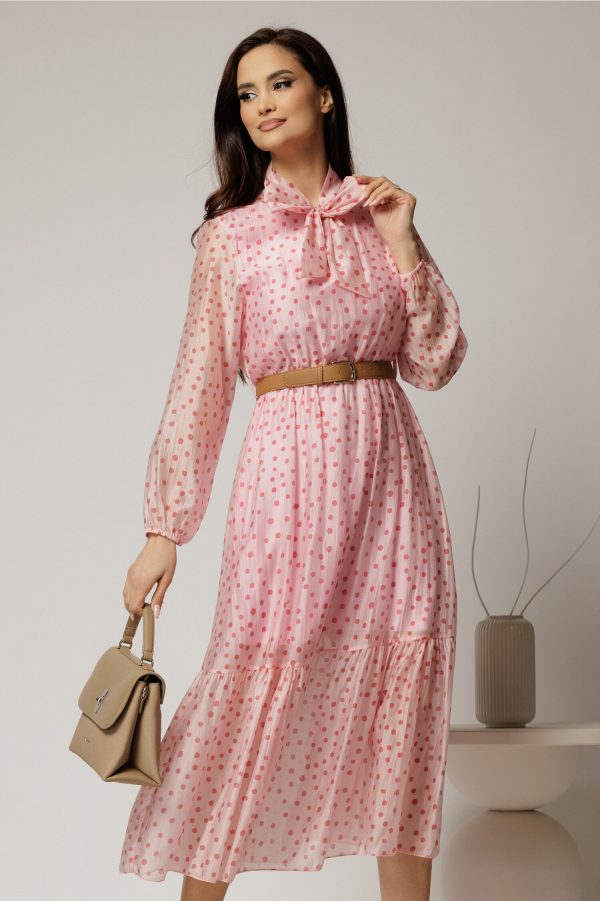 rochie-midi-roz-din-tencel-cu-buline-si-funda-la-decolteu-1449442-1145491-4.jpeg Rochie midi roz din tencel cu buline si funda la decolteu