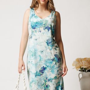 rochie-midi-turcoaz-din-lycra-cu-croi-drept-si-imprimeu-floral-1391155-1118821-4.jpeg Rochie midi turcoaz din lycra cu croi drept si imprimeu floral