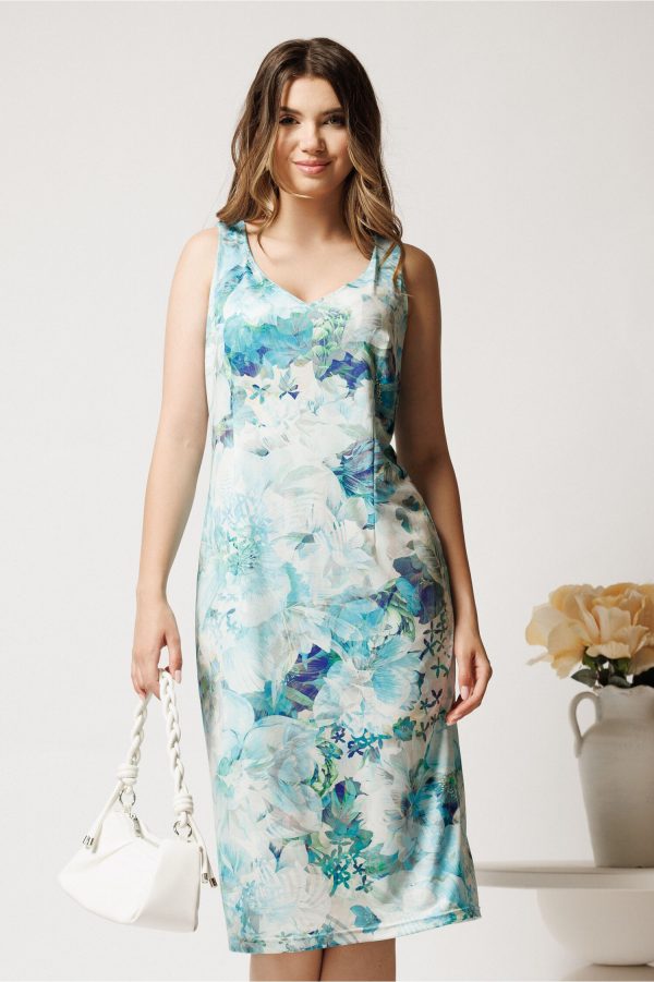 rochie-midi-turcoaz-din-lycra-cu-croi-drept-si-imprimeu-floral-1391155-1118821-4.jpeg Rochie midi turcoaz din lycra cu croi drept si imprimeu floral