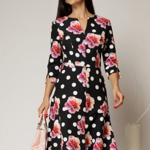 rochie-neagra-cu-imprimeu-floral-rosu-si-buline-albe-1488973-1161706-4.jpeg Rochie neagra cu imprimeu floral rosu si buline albe