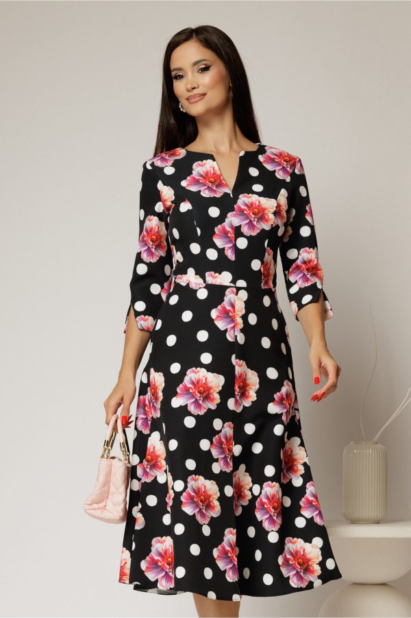 rochie-neagra-cu-imprimeu-floral-rosu-si-buline-albe-1488973-1161706-4.jpeg Rochie neagra cu imprimeu floral rosu si buline albe