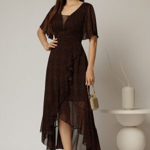 rochie-neagra-lunga-din-voal-cu-buline-corai-in-clos-cu-volan-si-crapatura-pe-fusta-1465768-1152112-4.jpeg Rochie neagra lunga din voal cu buline corai in clos cu volan si crapatura pe fusta